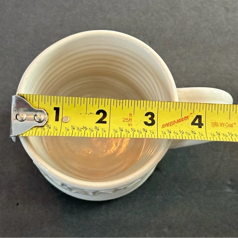 mAgNoLia Ivory Coffee Mug Cup Joanna Gaines Hand Made 3D Pottery Black Oak Art - Picture 9 of 9